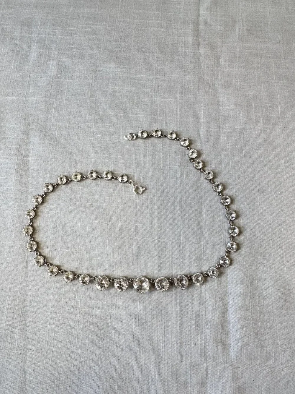 Vintage Art Deco Clear Paste Riviere Necklace